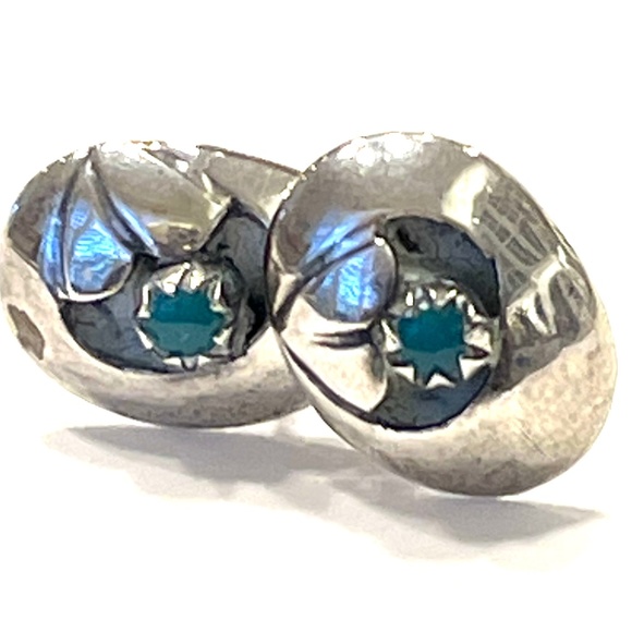 Vintage Sterling and Turquoise Native American Post Earrings - Picture 1 of 4